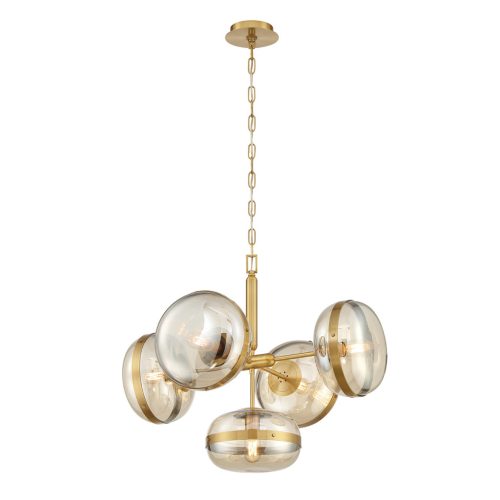 ELSTEAD Eurofase pendant lamp, width 710mm, 5x E27 - ELS-QN-NOTTINGHAM-5P-AB