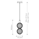 ELSTEAD Eurofase Mini pendant light, 2 Lt, height 400mm, 20W LED dimmable, 1266lm - ELS-QN-PALMAS-2MP-BG