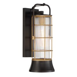   ELSTEAD Eurofase outdoor wall light, height 411mm, 1xE27, IP44 - ELS-QN-RIVAMAR-M-BLK-GD