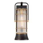 ELSTEAD Eurofase outdoor wall light, height 411mm, 1xE27, IP44 - ELS-QN-RIVAMAR-M-BLK-GD