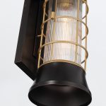 ELSTEAD Eurofase outdoor wall light, height 411mm, 1xE27, IP44 - ELS-QN-RIVAMAR-M-BLK-GD