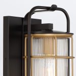 ELSTEAD Eurofase outdoor wall light, height 411mm, 1xE27, IP44 - ELS-QN-RIVAMAR-M-BLK-GD