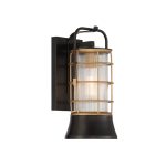 ELSTEAD Eurofase outdoor wall light, height 335mm, 1xE27, IP44 - ELS-QN-RIVAMAR-S-BLK-GD