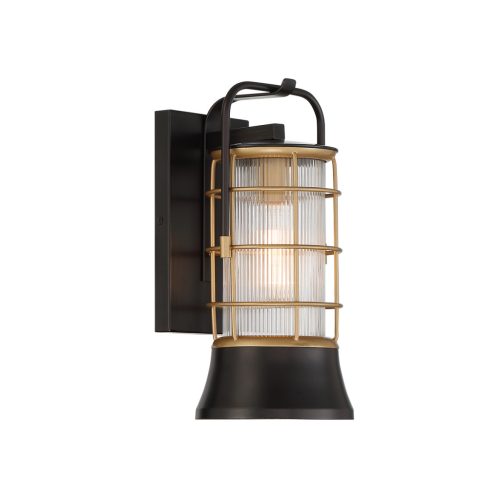 ELSTEAD Eurofase outdoor wall light, height 335mm, 1xE27, IP44 - ELS-QN-RIVAMAR-S-BLK-GD