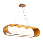 ELSTEAD Accord pendant light, height 230mm, width 850mm, diameter glass shade: 210mm, 3x E27 drop-shaped - ELS-QN-SFERA-3P-TEAK