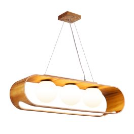  ELSTEAD Accord pendant light, height 230mm, width 850mm, diameter glass shade: 210mm, 3x E27 drop-shaped - ELS-QN-SFERA-3P-TEAK