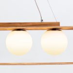 ELSTEAD Accord pendant light, height 230mm, width 850mm, diameter glass shade: 210mm, 3x E27 drop-shaped - ELS-QN-SFERA-3P-TEAK