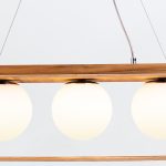 ELSTEAD Accord pendant light, height 230mm, width 850mm, diameter glass shade: 210mm, 3x E27 drop-shaped - ELS-QN-SFERA-3P-TEAK