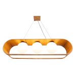 ELSTEAD Accord pendant light, height 230mm, width 850mm, diameter glass shade: 210mm, 3x E27 drop-shaped - ELS-QN-SFERA-3P-TEAK