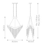 ELSTEAD Eurofase pendant light, width 810mm, LED 40W dimmable, 900lm - ELS-QN-VIVIEN-P-L-BG