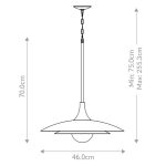 ELSTEAD Eurofase pendant light, height 700mm, diameter 460mm, LED 15W dimmable, 750lm - ELS-QN-WELSH-P-WHT