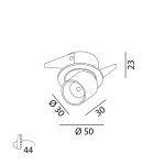 Ceiling recessed luminaire TUB S OUT, D30mm, H30mm, LED 4W, 340Lm, 3000K, 50fok, CRI>90, 350mA, IP20, white color
