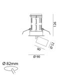 Ceiling recessed luminaire TUB M IN, L90mm, H126mm, D90mm, LED 9W, 1210Lm, 3000K, 30fok, CRI>90, 250mA, IP20, black color