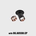 Ceiling recessed luminaire TUB M IN, L90mm, H126mm, D90mm, LED 9W, 1210Lm, 3000K, 30fok, CRI>90, 250mA, IP20, black color