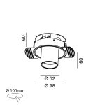 Ceiling recessed luminaire TUB M OUT TRIMLESS, D52mm, H60mm, CREE LED 12W, 1210Lm, 3000K, 50fok, CRI>90, 300mA, IP20, brass color