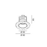 Ceiling recessed luminaire TUB M TRIMLESS, D50mm, H65mm, CREE LED 11W, 1210Lm, 4000K, 50fok, CRI>90, 300mA, IP44, black color