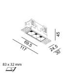 Ceiling recessed luminaire VARIO COMFORT 85 TRIMLESS,  L69.5mm, W24.5mm, H45mm, LED 4.5W, 336Lm, 3000K, 36fok, CRI>90, 500mA, IP20, black color