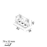 Ceiling recessed luminaire VARIO COMFORT 85, L83mm, W38mm, H45mm, LED 4.5W, 336Lm, 3000K, 36fok, CRI>90, 500mA, IP20, black color