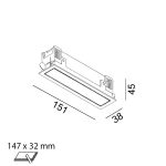 Ceiling recessed luminaire VARIO LINEA 151, L151mm, W38mm, H45mm, LED 4.2W, 585Lm, 3000K, 110fok, CRI>90, 350mA, IP20, opal, white color