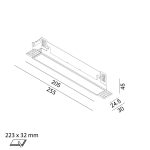 Ceiling recessed luminaire VARIO LINEA 218 TRIMLESS, L205mm, W24.5mm, H45mm, LED 6.3W, 754Lm, 3000K, 110fok, CRI>90, 350mA, IP20, opal, black color