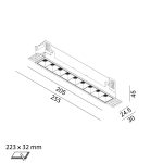 Ceiling recessed luminaire VARIO COMFORT 218 TRIMLESS, L205mm, W24.5mm, H45mm, LED 14W, 1005Lm, 3000K, 36fok, CRI>90, 500mA, IP20, black color