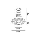 Ceiling recessed luminaire NANO R WW TRIMLESS, D35mm, H80mm, CREE LED 6W, 503Lm, 3000K, 25x46fok, CRI>90, 500mA, IP20, white color