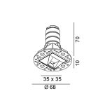 Ceiling recessed luminaire NANO S WW TRIMLESS, L35mm, W35mm, H80mm, CREE LED 6W, 503Lm, 3000K, 25x46fok, CRI>90, 500mA, IP20, white color