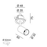 Ceiling recessed luminaire NANO TUB S TRIM, D30mm, H60mm, CREE LED 4.5W, 491Lm, 3000K, 50fok, CRI>90, 500mA, IP20, brass color