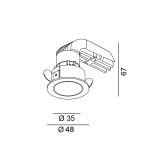 Ceiling recessed luminaire NANO R, D48mm, H67mm, CREE LED 8W, 640Lm, 4000K, 50fok, CRI>90, 700mA, IP20, white color