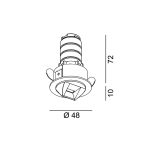 Ceiling recessed luminaire NANO R WW, D48mm, H80mm, CREE LED 6W, 503Lm, 3000K, 25x46fok, CRI>90, 500mA, IP20, white color
