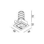 Ceiling recessed luminaire NANO S WW, L48mm, W48mm, H80mm, CREE LED 6W, 503Lm, 3000K, 25x46fok, CRI>90, 500mA, IP20, black color
