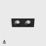 Ceiling recessed luminaire with frame RIO F2, L192mm, W100mm, H56mm, BRIDGELUX LED 2x9W, 2х924Lm, 3000K, 50fok, CRI>90, 250mA, IP44, black color