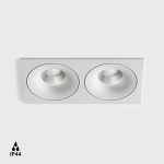Ceiling recessed luminaire with frame RIO F2, L192mm, W100mm, H56mm, BRIDGELUX LED 2x9W, 2х924Lm, 3000K, 50fok, CRI>90, 250mA, IP44, white color