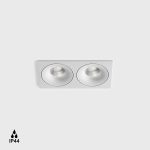 Ceiling recessed luminaire with frame RIO F2, L192mm, W100mm, H56mm, BRIDGELUX LED 2x9W, 2х989Lm, 4000K, 50fok, CRI>90, 250mA, IP44, white color
