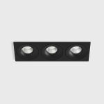 Ceiling recessed luminaire with frame RIO F3, L284mm, W100mm, H56mm, BRIDGELUX LED 3х9W, 3х924Lm, 3000K, 50fok, CRI>90, 250mA, IP44, black color