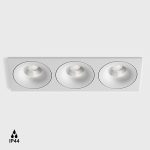 Ceiling recessed luminaire with frame RIO F3, L284mm, W100mm, H56mm, BRIDGELUX LED 3х9W, 3х924Lm, 3000K, 50fok, CRI>90, 250mA, IP44, white color