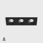 Ceiling recessed luminaire with frame RIO F3, L284mm, W100mm, H56mm, BRIDGELUX LED 3х9W, 3х989Lm, 4000K, 50fok, CRI>90, 250mA, IP44, black color