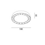 Surface mounted luminaire TURBINE, D191mm, H54mm, CREE LED 15W, 1800Lm, 4000K, 36fok, CRI>90, white color