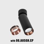 Surface mounted luminaire TUB M SA 140, D52mm, H180mm, CREE LED 13W, 350mA, 903Lm, 4000K, 50fok, CRI>90, IP20, black color