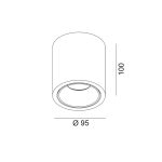 Surface mounted luminaire ROLL, D95mm, H100mm, BRIDGELUX LED 9W, 989Lm, 4000K, 50fok, CRI>90, 250mA, IP44, white color