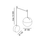 Pendant luminaire BALL L, D180mm, LED 28W, 2028Lm, 3000K, CRI>90, push dimmable, IP20, white color