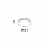Surface mounted luminaire FLAT R1, D220mm, H55mm, LED15W(1190Lm)/10W(770Lm), 3000K/4000K, CRI>90, IP54, white color