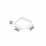 Surface mounted luminaire FLAT S2, 260 x 260mm, H52mm, LED 24W(1960Lm)/18W(1470Lm)/10W(805Lm), 3000K/4000K, CRI>90, IP54, white color