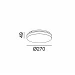 Surface mounted luminaire FLAT R2, D270mm, H49mm, LED 24W(1960Lm)/18W(1470Lm)/10W(805Lm), 3000K/4000K, CRI>90, IP54, white color