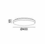 Surface mounted luminaire FLAT R3, D400mm, H65mm, LED 32W(2880Lm)/24W(1960Lm), 3000K/4000K, CRI>90, IP54, white color