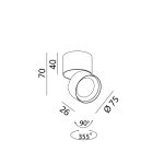 Surface mounted luminaire SOL SURF MINI, D75mm, H70mm, LED 7W, 624Lm, 3000K, 45fok, CRI>90, 350mA, IP20, white color