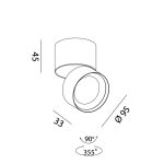 Surface mounted luminaire SOL SURF, D95mm, H78mm, LED 14W, 1446Lm, 3000K, 38fok, CRI>90, 350mA, IP20, black/copper color