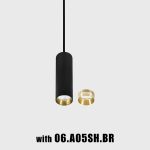 Pendant luminaire with surface base TUB M P 200 DTW, D52mm, H200mm, LED 12W, 1150Lm, DTW: 1800-3000K , 36fok CRI>95, 350mA, IP20, black color