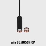 Pendant luminaire with surface base TUB M P 200 DTW, D52mm, H200mm, LED 12W, 1150Lm, DTW: 1800-3000K , 36fok CRI>95, 350mA, IP20, black color