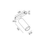 IN_LINE TUB M A 140 TW spotlight, D52mm, H140mm, LED 18W, TW DIM: 2700K(1140Lm)-6500K(1386Lm), 30fok, CRI>90, 48V DС, IP20, white color
